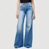Women's Jeans Women Multi Pockets Button Tassel Fashion Mid-Waist Flare Roupas Feminina
