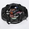 Backpacks Plaid PU Leather Men's Travel Bag Large Capacity Fitness Shoulder Bag Unisex Multifunctional Handbag With Shoe Compartment