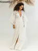 Bohemian V-Neck High Split Robes de mariée A-Line