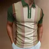 2023 Polo Shirt for Men Summer Mens Tops Daily Short Sleeve Striped Golf Plain Clothing Shirts Turndown Collar Dragkedja Tee 240507