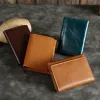 Purses Crazy Horse Cow Leather Card Holder Vintage Credit Card Bag Men äkta lädermynt