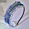 Hair Clips HNYYX Sparkling Rhinestone Headbands Crystal Beaded Hoop Blue Vintage Accessories Wedding Party Pieces A36