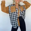 Dames blouses plaid lichtgewicht jas dunne lange shirts jas mouw knop borst pocket pocket pocket pocket dames blusas