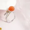 Rings Cluster Autentico 925 Sterling Silver Lady Retro Style Charm intarsato Natural South Agate Ring Trendy Creative Gioielli regalo