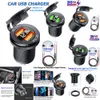New 12v Car Usb Charger Socket Quick Charge Car Charger QC3.0 USB C Port Cigarette Lighter Socket Voltmeter Auto