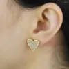 Stud -oorbellen Iced Out Bling Heart Shape Earring Micro Pave CZ 5a Cubic Zircoina Love Charm voor vrouwen Men Hip Hop Jewelry