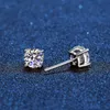 Toppkvalitetsstud Real Moissanite CZ Earrings 14K White Gold Plated 925 Sterling Silver 4 Prong Mosan Diamond Earring For Women Men Ear 1CT 2CT 4CT Jewelry Gift