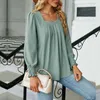 Women's Blouses Women Pullover Top Chic Square Collar Jacquard Blouse Loose Fit Tops For Spring/autumn Streetwear Fashion Soft