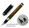 Pens Duke 552 Fountain Metal Poll Natural Bamboo Ink Pen Golden Stripe Bamboo Medium Finche 0,7 mm Chrome Placing Business Office Gift Styl