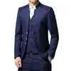 Single Breastted Stand Up Kragenanzug 3 Stück Set Herren Hochzeitsfeier -Anzüge Plus Size Blazer Coppants Weste Schwarz Blau Red240416