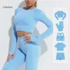 Yoga Set Lu Align Seamless 2/3/5st Women Workout Sportwear Fiess långärmad Crop Top Clothing Gym Leggings Sport Passar Lemon Gym Running w