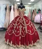 Delicado fora dos ombros Quinceanera vestido de baile vestidos de baile brilhantes.