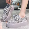 Casual Shoes Luksusowe trampki dhinestone damskie wulkanizowane 2024 Wysokiej jakości sportowe moda złota cekiny łyżwia