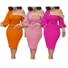 Vestidos casuales básicos de talla grande 3xl Lady Women Women Fall Winter Puff manga Bodycon Vestido delgado elegante Midi Beautif Club Party Wear Dh5ts