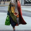 New Autumn 2024 Women's Sleeved Lapel Printed Woolen Long Coat