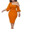 Podstawowe sukienki swobodne plus size 3xl Office dama kobiety Fall Winter Puff Sleeve Bodycon sukienka chuda elegancka midi beautif club impreza noszenie dh5ts