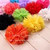 Dekorative Blumen 20pcs/Los 3 "16 Color geboren künstliche schäbige Chiffonblume für Mädchen Haarzubehör weiche unvollendete ausgerätete Stoff