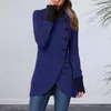 女性用ジャケットレディースジャケットスタイリッシュなスタンドカラー冬の不規則な分割裾の暖かい厚い素材