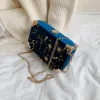 Sacs Fashion Printing Starry Sky Box Sac Femmes Design Metal Chain Messenger Sacs Médies Fresh Sacs Fresh Sac Chic Crossbody Sac