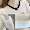 Suéteres femeninos de una pieza suéter de cuello en v