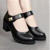 Casual Shoes Women's Single 2024 Summer Breathable Women Pumps Coarse Heel Soft Bottom Work Comfortable Black Heels