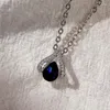 Pendant Necklaces Necklace Women Blue Cubic Zirconia Ly-designed Modern Neck Silver Plated Elegant Lady's Wedding Jewelry