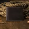 지갑 수제 정품 가죽 지갑 남성 소 가죽 폴드 미친 말 가죽 맞춤형 카드 홀더 Cowskin Money Clip Coin Purse