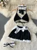 Singreiny Erotic sans bretelles de sous-vêtements Sous-vêtements Bow Lace Up Sensual Role Play Set Fashion Maid Uniforme Sexy Lingerie Jirt Suits 240419