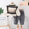 Ensembles de vêtements 2024 Spring Western Baby Boy Clothes Designer Luxury Designer 1-5t Wave Hollow Knit Vest Shirts Pantal