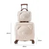 Bagage 2023 Ny tecknad rese resväska med handväska 20 tum flickor vagn väska mode kvinnor resväska rullande bagageuppsättning