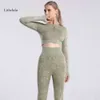 Leggings Align Top Lu High-waisted and Set for Women with Design Peach Butt Feature Seamless Yoga Outfit Moisture-wicking Lemon Gym Running