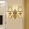 Wall Lamp Copper European Style Living Room Light Bulb Luxury Bedroom Bedside American Corridor Stairs Pure