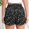 Tamanho de tamanho floral impressão floral verão shorts casuais shorts elásticos shorts boho shorts femininos de tamanho elegante de praia elegante 5xl 6xl 7xl 8x 240409