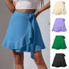 One 2024 Summer Piece Lace Up Half Style High Waist Solid Color Ruffle Edge Short Skirt For Women