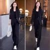 Women's Two Piece Pants Women Solid Color Suit Formal Coat Set Elegant Business With Wide Leg Mesh For Spring