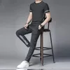 Tracksuit Sportswear Pants Sets Grey Mens Clothing Jogging T Shirt Man No Sports Suits Fashion Top Summer Regular Fit Slim 240416