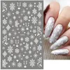 3D Snowflake Nail Art Decals White Christmas Designs Självhäftande klistermärken År Vintergelfolier Skjutreglage Dekorationer LAF895 240418