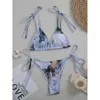 Nuovo costume da bagno cravatta femminile tintura stampata sexy bikini alto costume da bagno diviso