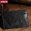 Holders KAVIS 100% Leather Credit Card Wallet Black Color Men Credit&ID Cards Holder Small Wallet Coin Purse Slim Thin Male Mini