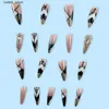 False Nails 2024 Pointed Head False Nails French White Press On Nails With Crystal Design European Women Lady Artificial Fake Nails Y240419 Y2404195Uev