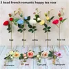 Decoratieve bloemen 6 stks/lot simulatie Silk Franse romantische Happy Tea Rose Home Decoratie Fake Wedding Scene Layout Valentijnsdag cadeau