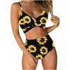 Women's Swimwear Sexy Push Up Bikini Set Woman High Waist Bikinis Breast Contrast Camis Split Sets Two Piece Swimsuit