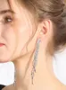 Dangle Earrings Vintage Golden Color Bar Long Thread Tassel Drop For Women Glossy Arc Geometric Latest 2024 Fashion Jewelry Hanging