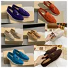 2024 New Luxury Lora Pianas Loafers Women Men Dress Shoes Designer Fashion Business Leather Flat Low Suede Cow Oxfords Casual Moccasins Lazy Shoe