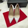 Dress Shoes Extra Size 34-45 White Patent With Crystals Pointed Toe Classical Design Women Pumps Elegant Thin High Heels Party