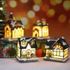 Decorations Micro Landscape Christmas LED House Resin Xmas Scene Houses Light Ornament New Year Table Decoration Santa Gifts Th0203 s