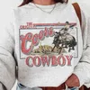 Felpa con cappuccio da donna in stile vintage per la stampa da cowboy per la crewneck frode unisex cotone sciolto di donne calde elabora