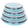 Take Out Containers 4Pcs Set Collapsible Fruit Salad Lunch Box Silicone Food Container Round Shape Tableware
