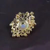 Brooches Gold Plated Floral Crystal Rhinestone Brooch Pin Women Party Bouquet Jewelry