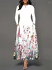 الفساتين غير الرسمية النساء الأزهار المطبوعة ماكسي طويلة الفستان الأكمام